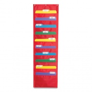 Carson-Dellosa Education Storage Pocket Chart, 10 Pockets, Hanger Grommets, 14 x 47, Red (CD5653)
