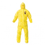 KleenGuard A70 Chemical Spray Protection Coveralls, Hooded, Storm Flap, Yellow, Large,12/Carton (09813)