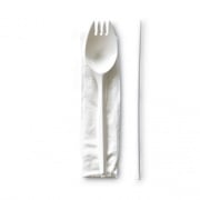 Boardwalk School Cutlery Kit, Napkin/Spork/Straw, White, 1000/Carton (SCHOOLMWPP)