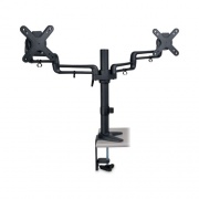 Dual Monitor Mount, For 13" to 27" Monitors, 33.63" x 4.53" x  20.08", Black, Supports 22 lb