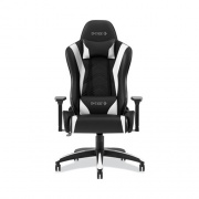 Emerge Vartan Bonded Leather Gaming Chair, Supports Up to 275 lbs, White/Black Seat, White/Black Back, Black Base (58542)