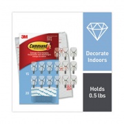 Command Small Wire Hooks, Small, Plastic/Metal, 0.5 lb Capacity, Clear, 15 Hooks and 20 Strips/Pack (17067CLR15NA)