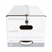 TRU RED Medium-Duty File Box with Fold-Over String-and-Button Lid, Letter Files, 12.25 x 24.12 x 10.75, White/Gray, 12/Carton (248950224895)
