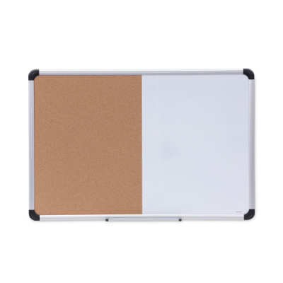 Universal Cork/Dry Erase Board, Melamine, 36 x 24, Black/Gray, Aluminum/Plastic Frame (43743)