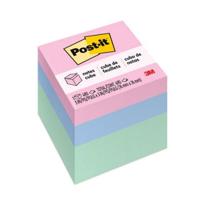 Post-it Notes Original Cubes, 3" x 3", Seafoam Wave Collection, 490 Sheets/Cube (2056PP)