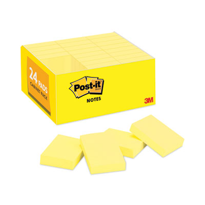 Post-it Notes Original Pads in Canary Yellow, Value Pack, 1.38" x 1.88", 100 Sheets/Pad, 24 Pads/Pack (65324VAD)
