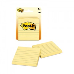 Post-it Notes Original Pads in Canary Yellow, Note Ruled, 3" x 3", 100 Sheets/Pad, 2 Pads/Pack (70016076773)