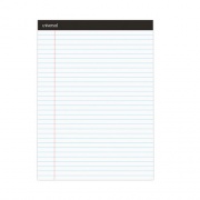 Universal Premium Ruled Writing Pads with Heavy-Duty Back, Wide/Legal Rule, Black Headband, 50 White 8.5 x 11 Sheets, 6/Pack (30630)