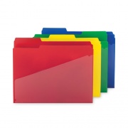 Smead Poly Colored File Folders With Slash Pocket, 1/3-Cut Tabs: Assorted, Letter Size, 0.75" Expansion, Assorted Colors, 24/Pack (10541)