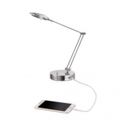 Alera Adjustable LED Task Lamp with USB Port, 11"w x 6.25"d x 26"h, Brushed Nickel (LED900S)