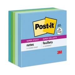 Post-it Notes Super Sticky Recycled Notes in Oasis Collection Colors, 3" x 3", 90 Sheets/Pad, 5 Pads/Pack (6545SST)