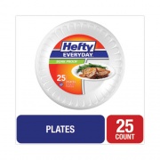 Hefty Soak Proof Tableware, Foam Plates, 10.25" dia, White, 25/Pack (D21029)