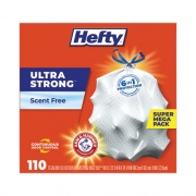 Hefty Ultra Strong Tall Kitchen and Trash Bags, 13 gal, 0.9 mil, 23.75" x 24.88", White, 330/Carton (E88368CT)