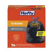 Hefty Ultra Strong Tall Kitchen and Trash Bags, 30 gal, 1.1 mil, 30" x 33", Black, 222/Carton (E85274CT)