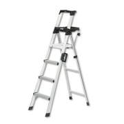 COSCO Signature Series Aluminum Step Ladder, 6 ft, 300 lb Capacity, 4 Steps, Aluminum (2061AABLD)