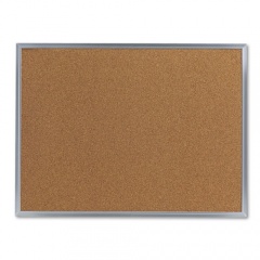 Universal Bulletin Board, Natural Cork, 24 x 18, Satin-Finished Aluminum Frame (43612)