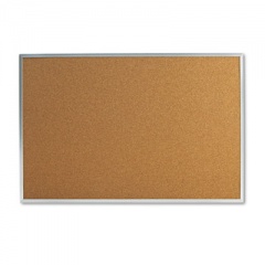 Universal Bulletin Board, Natural Cork, 36 x 24, Satin-Finished Aluminum Frame (43613)