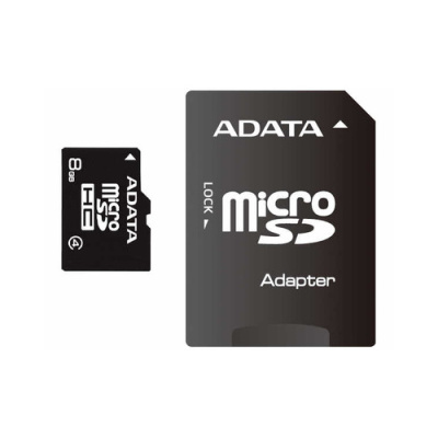 A-Data 8gb Class 4 Mciro Sdhc W/ Adaptor (AUSDH8GCL4-RA1)