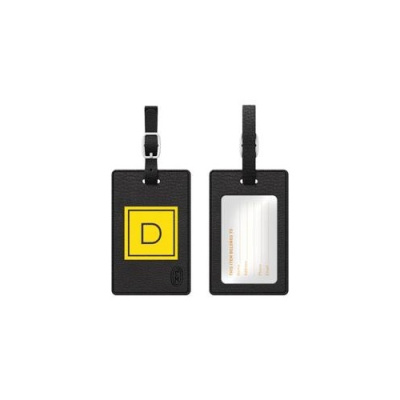 Centon Electronics Otm Monogram Black Leather Bag Tag, Inve (TAGV1BLK-M06E-D)