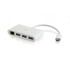 C2G Usb C Ethernet And 3 Port Usb Hub White (29746)