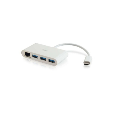 C2G Usb C Ethernet And 3 Port Usb Hub White (29746)