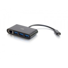 C2G Usb C Ethernet And 3 Port Usb Hub Black (29747)