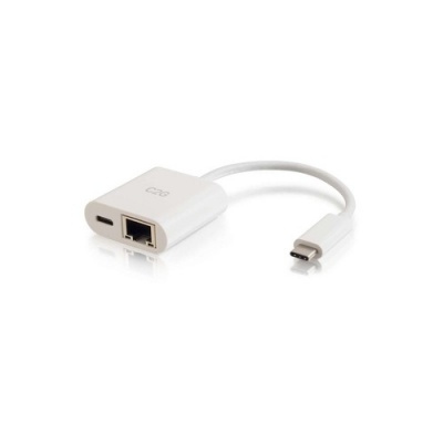 C2G Usb C Ethernet Adapter With Power White (29748)