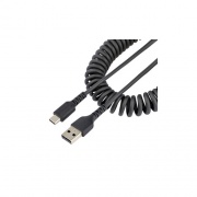 Startech.Com 20in (50cm) Usb A To C Charging Cable, Coiled Heavy Duty Fast Charge & Sync, High Quality Usb 2.0 A To Usb Type-c Cable, Rugged Aramid Fiber, Black (R2ACC-50C-USB-CABLE)